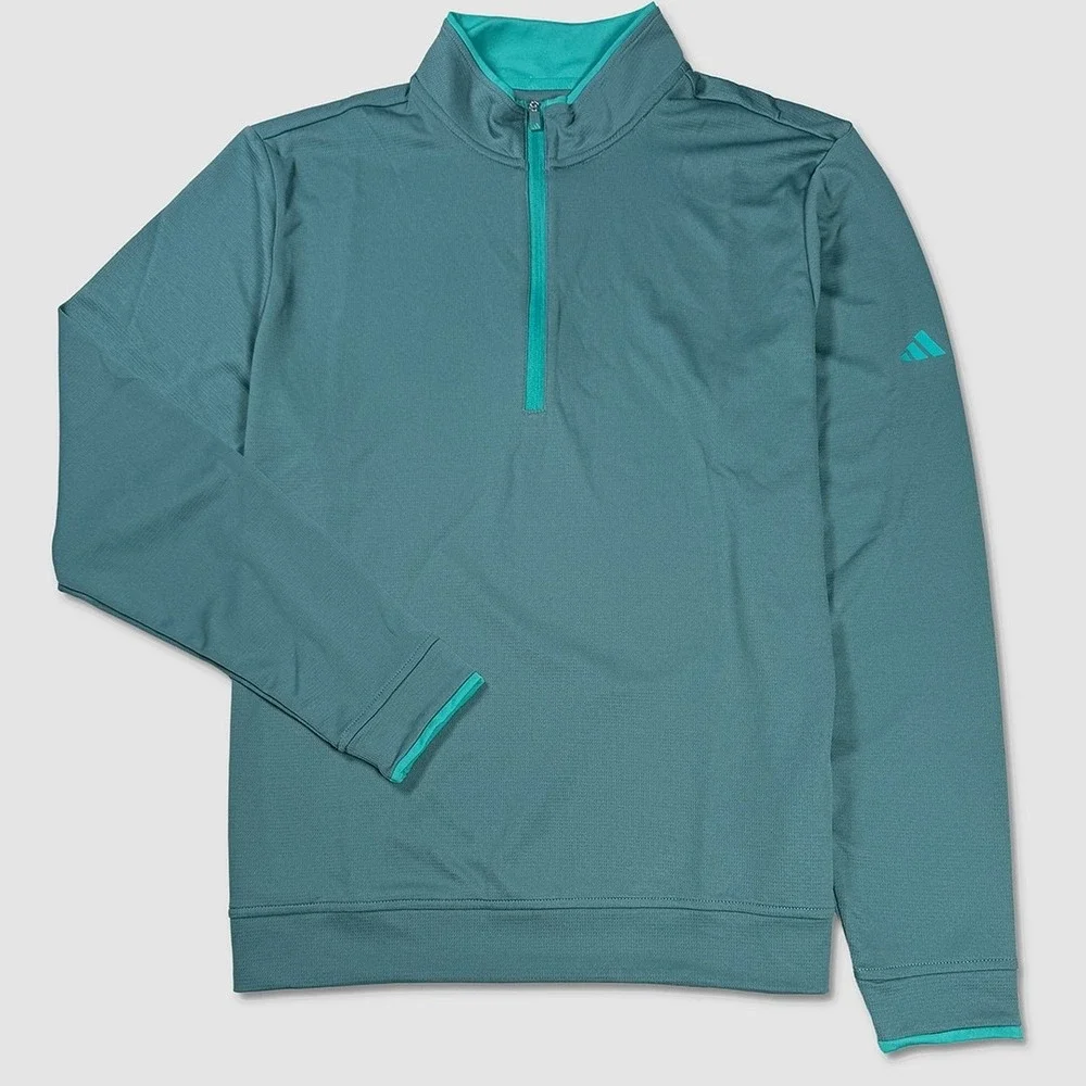 Adidas Core Lightweight 1/2 Golf Zip Pullover - NEW Mens Large Teal - #49745-M3